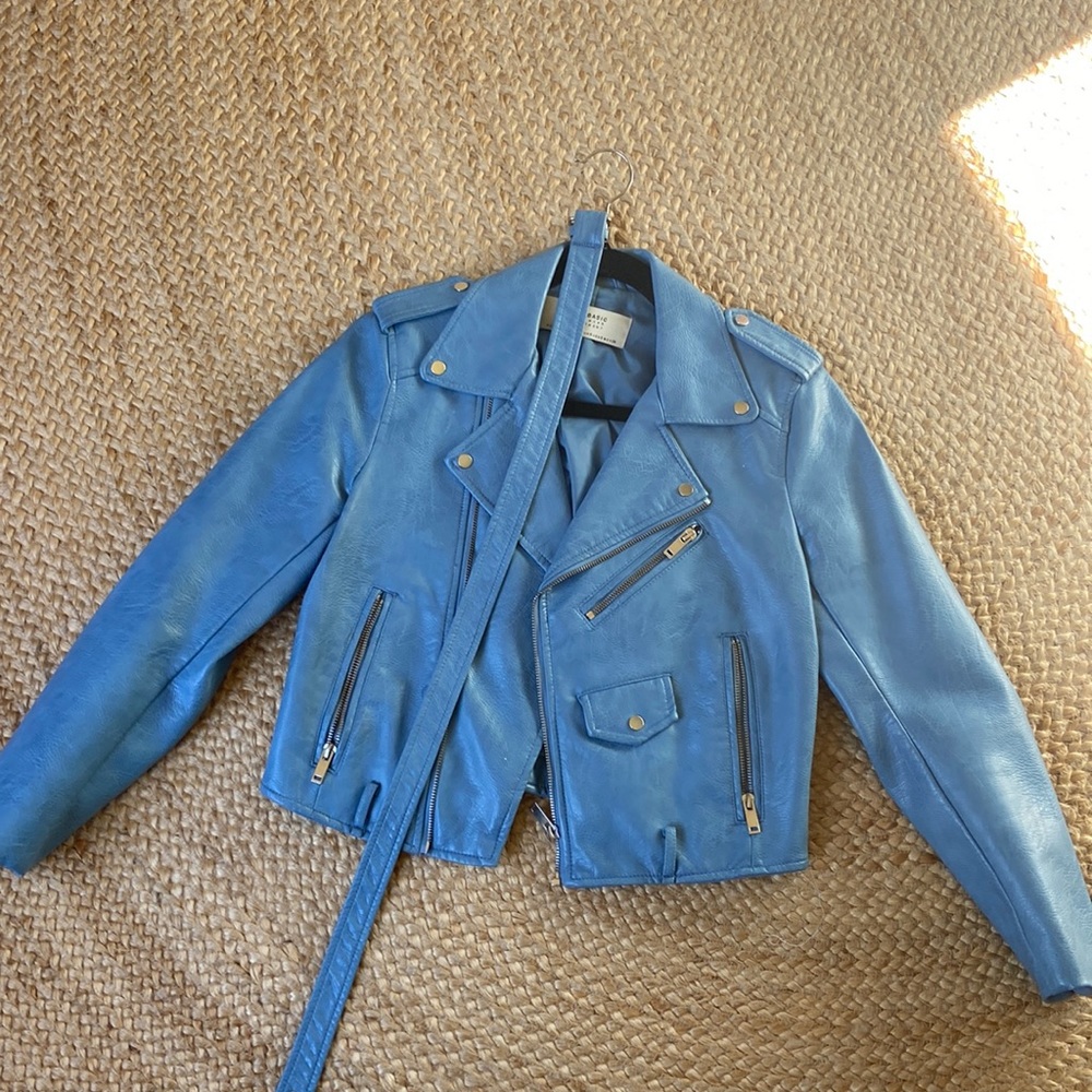 BABY BLUE LEATHER JACKET